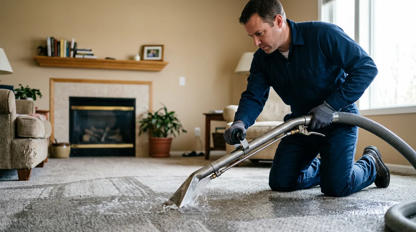 Water damage restoration technician working near Woodstown, NJ